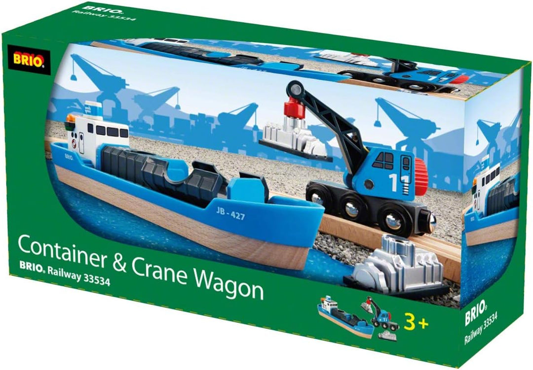 BRIO World Harbour Freight Ship and Crane for Kids Age 3 Years Up - Compatible with all BRIO Railway Sets & Accessories