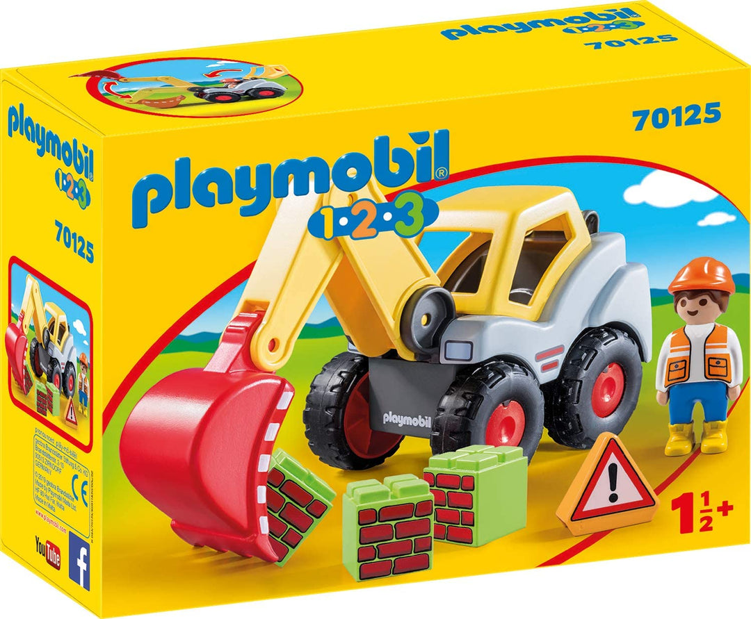Playmobil 70125 1.2.3 Shovel Excavator for Children 18 Months+