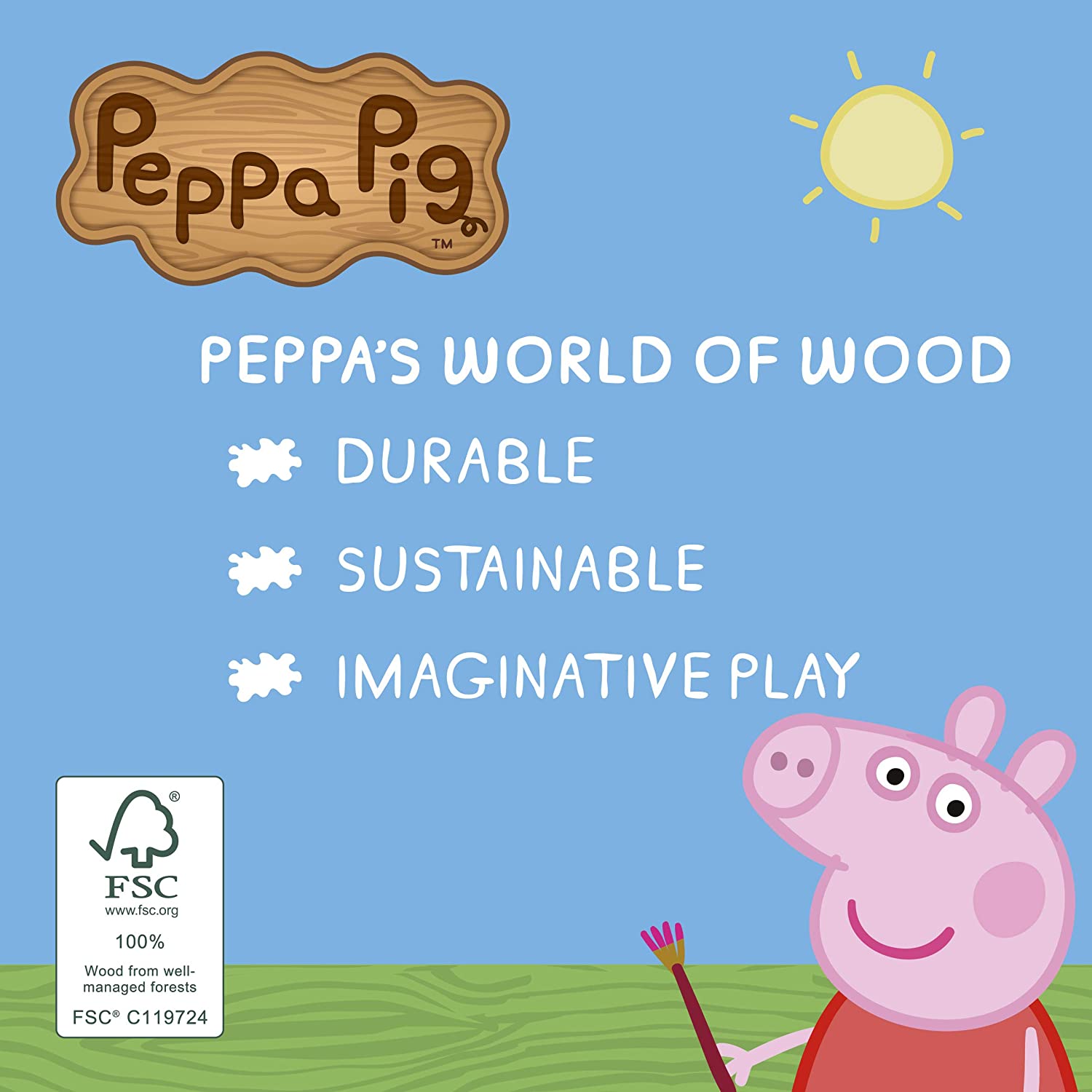 Peppa Pig 07211 Wooden Aeroplane - Push Along Vehicle for Toddlers 3