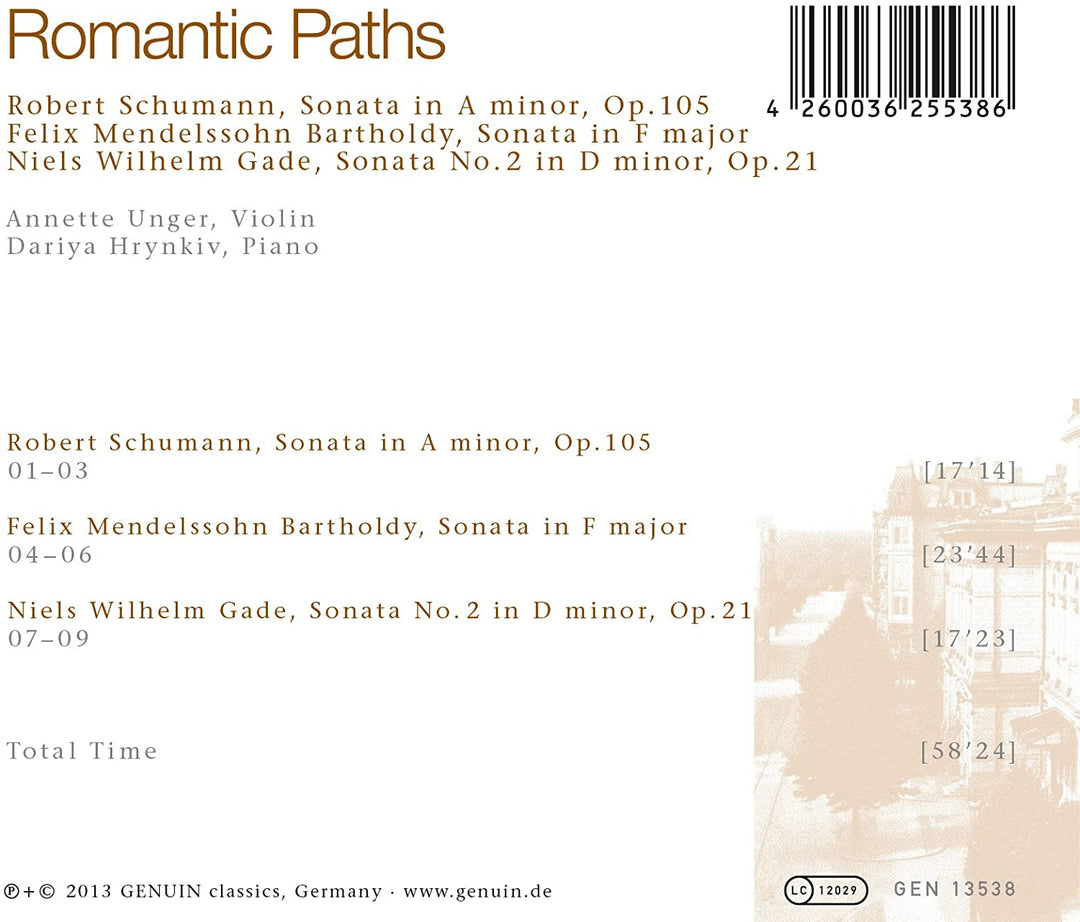 Annette Unger - Gade: Romantic Paths [Annette Unger, Dariya Hrynkiv] [Genuin: GEN13538] [Audio CD]