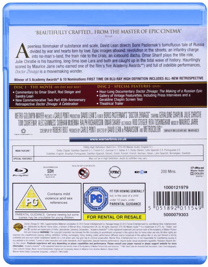 Doktor Schiwago [1965] [Region Free] – Liebesfilm/Krieg [Blu-Ray]