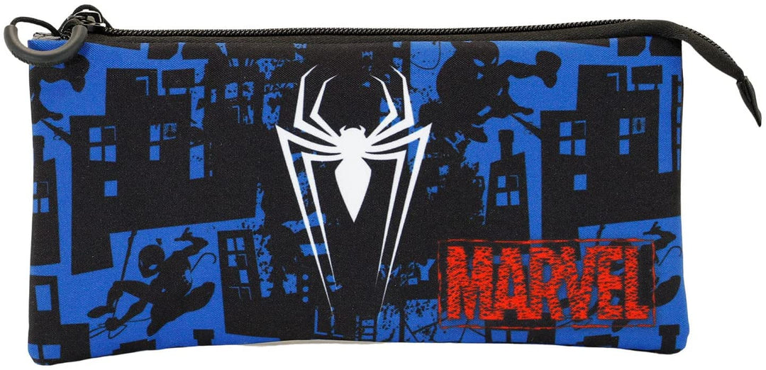 Spiderman Sky-Fan Dreifach-Federmäppchen, Blau