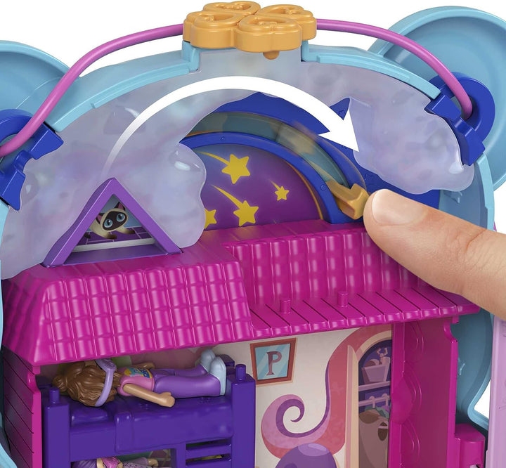 Polly Pocket Teddybär-Geldbörse, kompakt, 2 Mikropuppen, 16 Zubehörteile, Pop &amp; Swap
