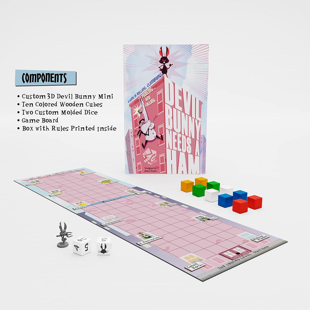 Devil Bunny Needs A Ham - Greater Than Games, Adventurous Race to The Top of The Skyscraper Board Game