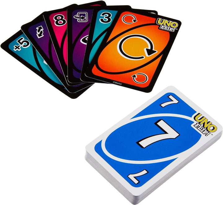 Mattel Games UNO FLIP! Family Card Game for Adults, Teens & Kids, Double-sided Deck with Special Flip Card