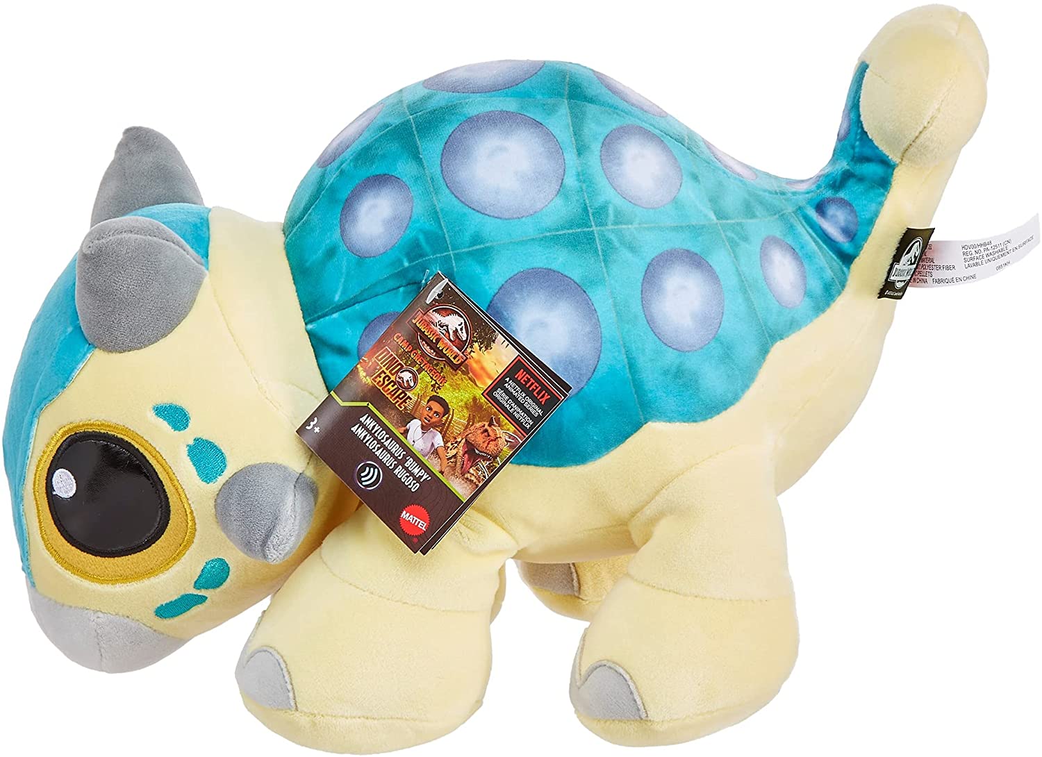Jurassic World Plush Ankylosaurus Bumpy - 15-inch Roar-Sound Dinosaur Toy for Ages 3+