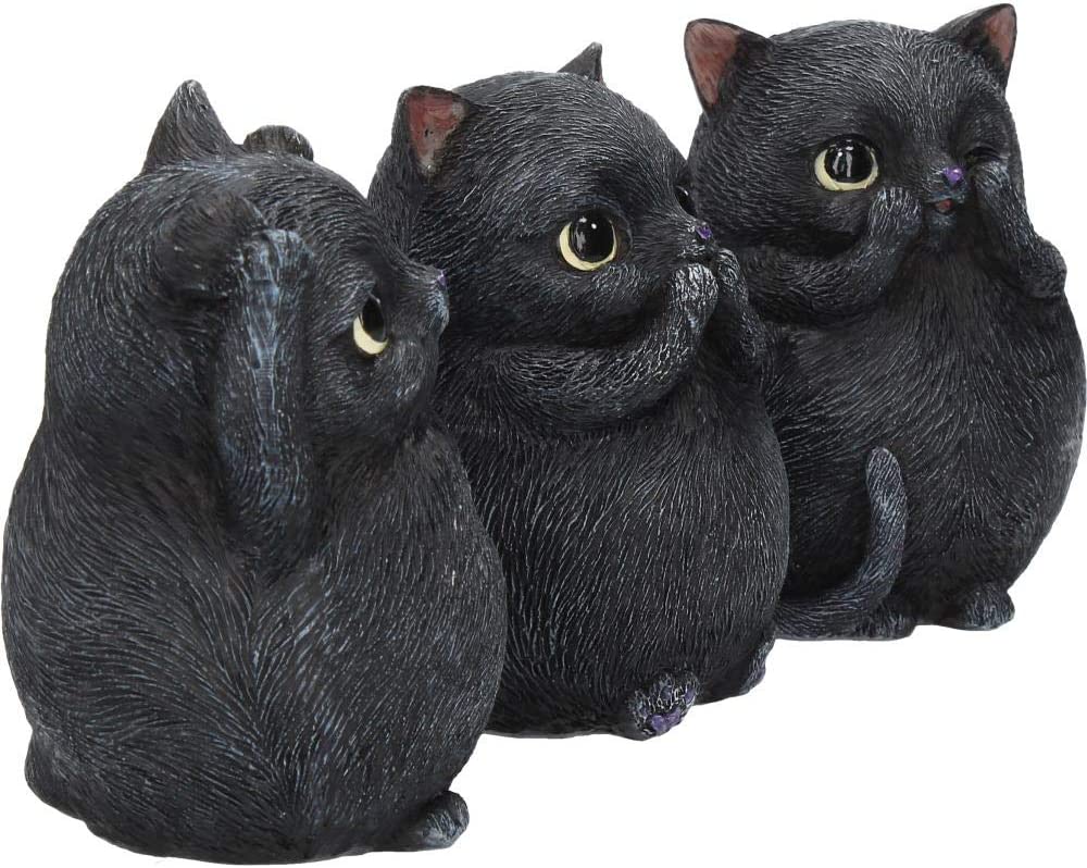 Nemesis Now Three Wise Fat Cats 8,5 cm Figur, Kunstharz, Schwarz