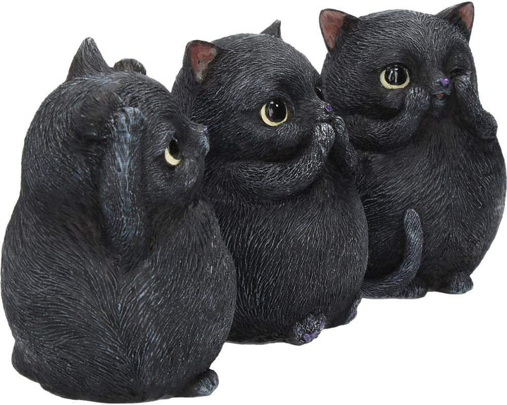 Nemesis Now Three Wise Fat Cats 8,5 cm Figur, Kunstharz, Schwarz