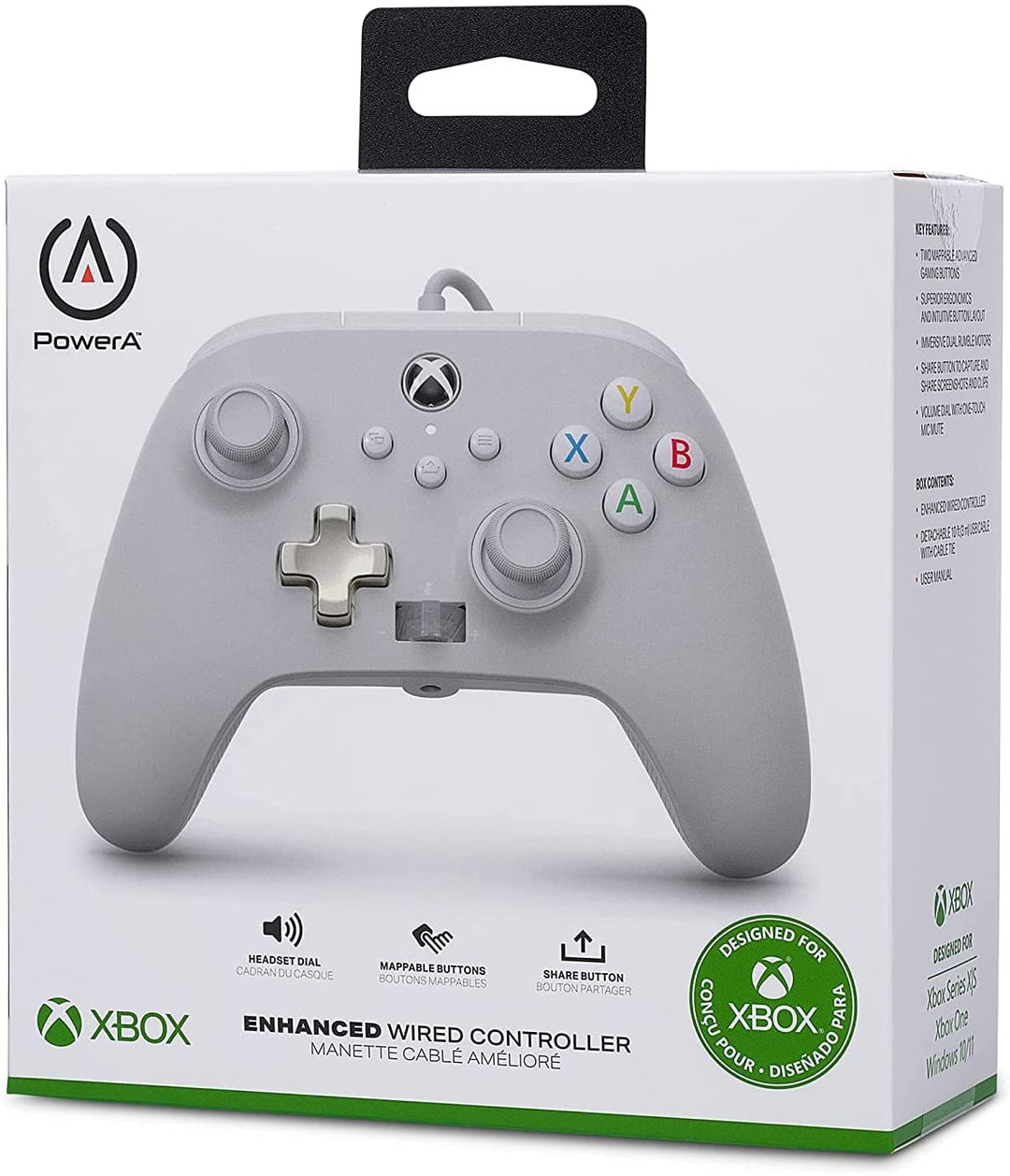 PowerA Enhanced Wired Controller für Xbox – Mist, Weiß, Gamepad, kabelgebundener Videoga