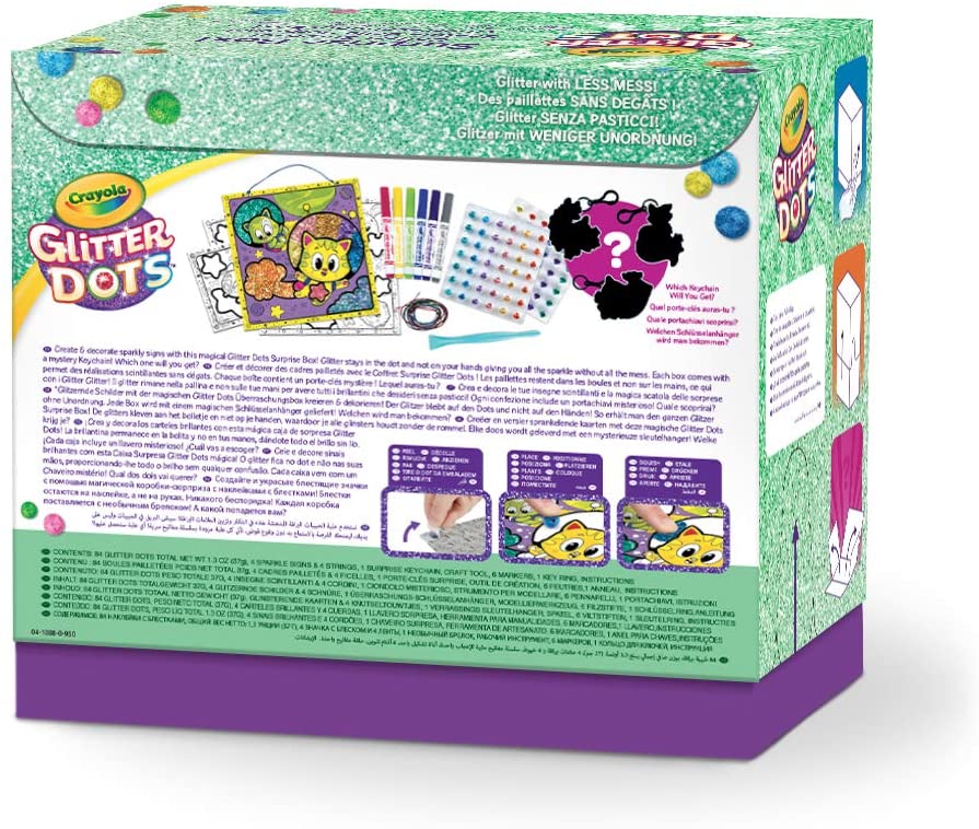 Crayola Glitter Dots – Box voller Überraschungen zum Gestalten und Dekorieren mit formbarem Glas