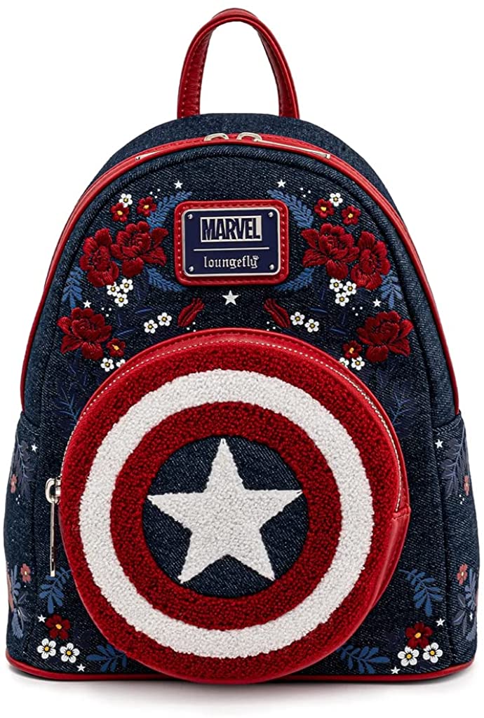 Loungefly Marvel Captain America 80th Anniversary Floral Shield Mini Backpack
