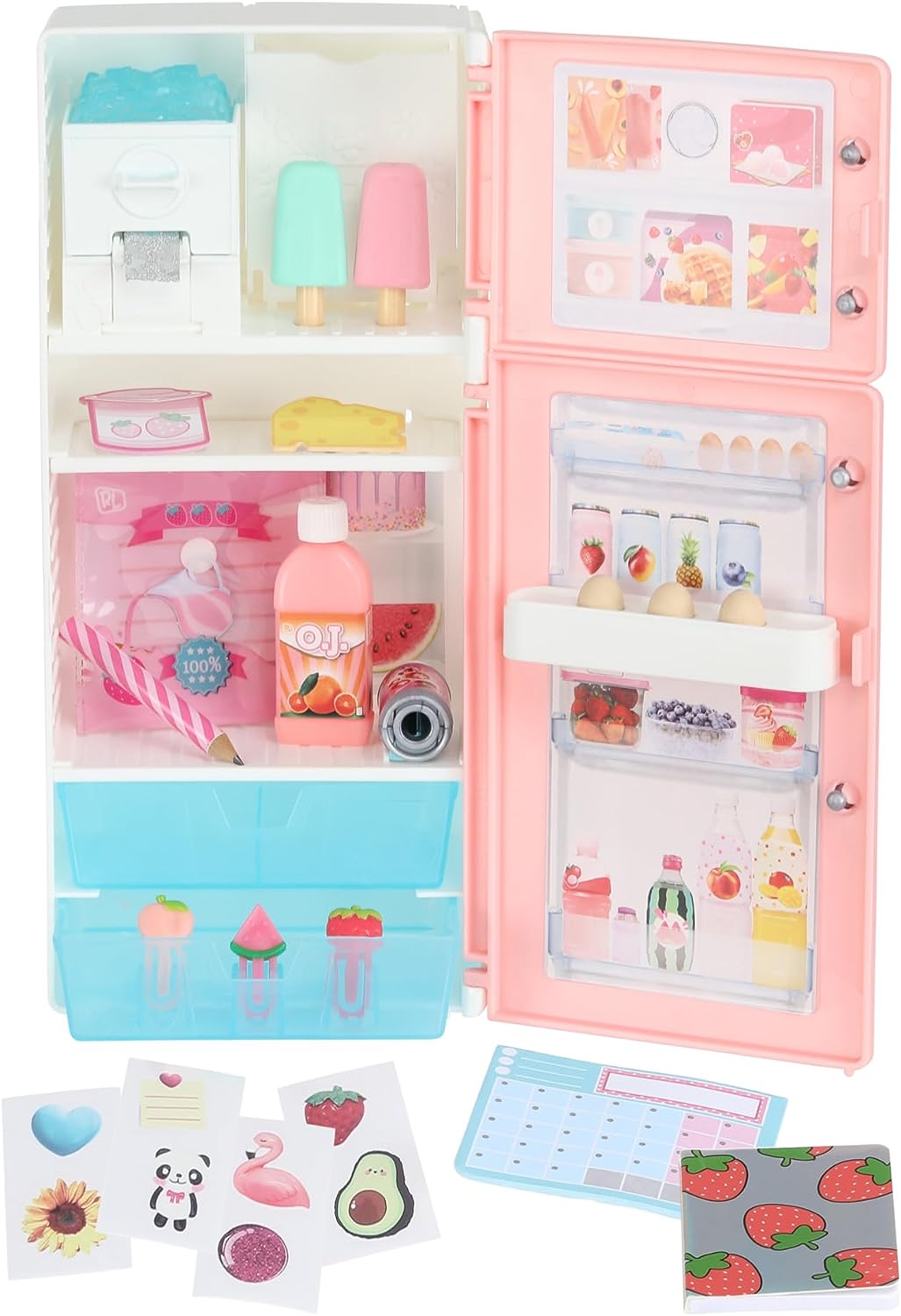 Real Littles Desktop Caddies – Mini-Kühlschrank mit mehr als 20 echten Arbeitspapieren Surp