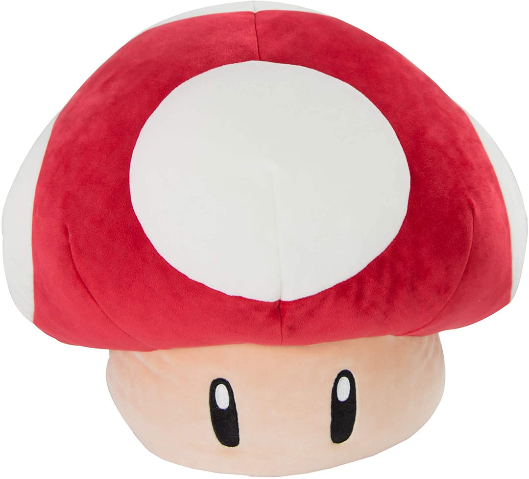 Club Mocchi Mocchi T12955A Mario Kart-Peluche Mochi Champignon 40 cm, 40 cm Super Red Mushroom, extra großer Plüsch, mehrfarbig