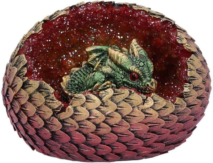 Nemesis Now Green Geode Home Glitzernde Jungtier- und Ei-Figur, Polyresin, O