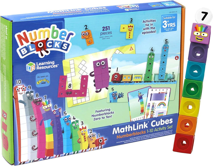 Learning Resources LSP0949-UK MathLink Cubes Numberblocks 1-10 Aktivitätsset, Mathe-Lernen für frühe Jahre, Bauen, Lernen und Spielen im Klassenzimmer und zu Hause.
