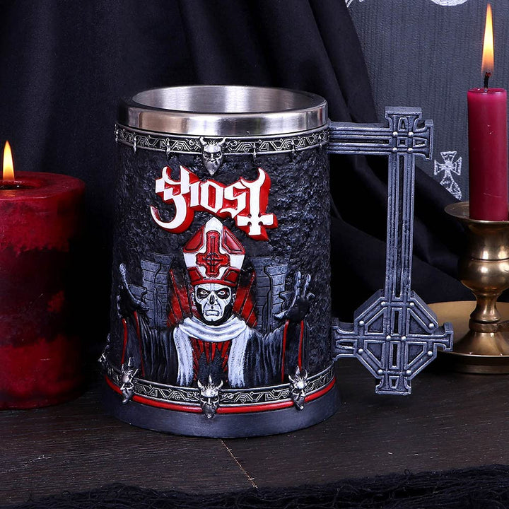 Nemesis Now B4847P9 Lizenzierter Ghost Papa Emeritus III Summons Red Humpen, Harz m. Edelstahl