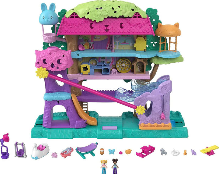 Polly Pocket Pollyville Pet Adventure Baumhaus, 5 Etagen, 15+ Spielfiguren: 2 Do