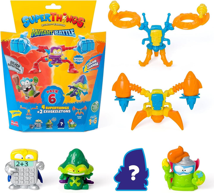 SUPERTHINGS Neon Power-Serie – 6er-Pack. Enthält 4 SuperThings (1 silbernes Capt