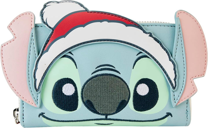 Disney Stitch Holiday Glitzer-Geldbörse mit umlaufendem Reißverschluss, Blau, Einheitsgröße