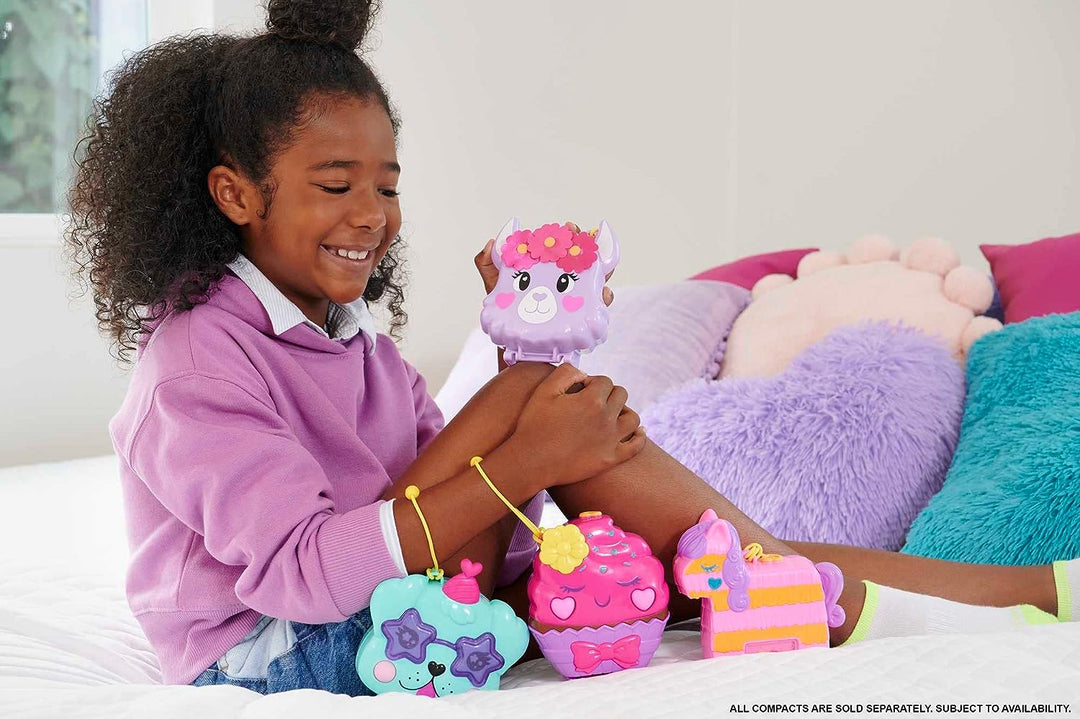 Polly Pocket-Puppen und Spielset, 12 Zubehörteile, Einhorn-Floatie-Kompaktdose mit Wat