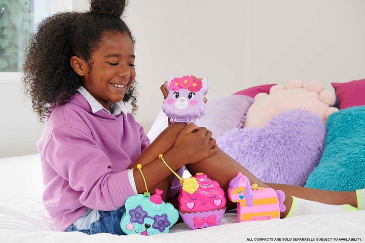 Polly Pocket-Puppen und Spielset, 12 Zubehörteile, Einhorn-Floatie-Kompaktdose mit Wat