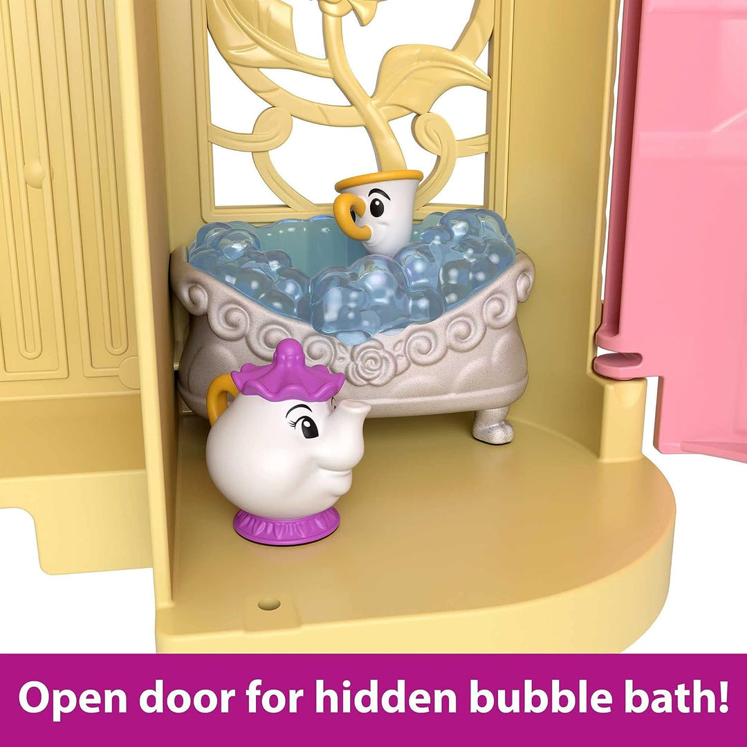 Disney Princess Toys, Belle Stapelbares Schloss-Puppenhaus-Spielset mit kleiner Puppe