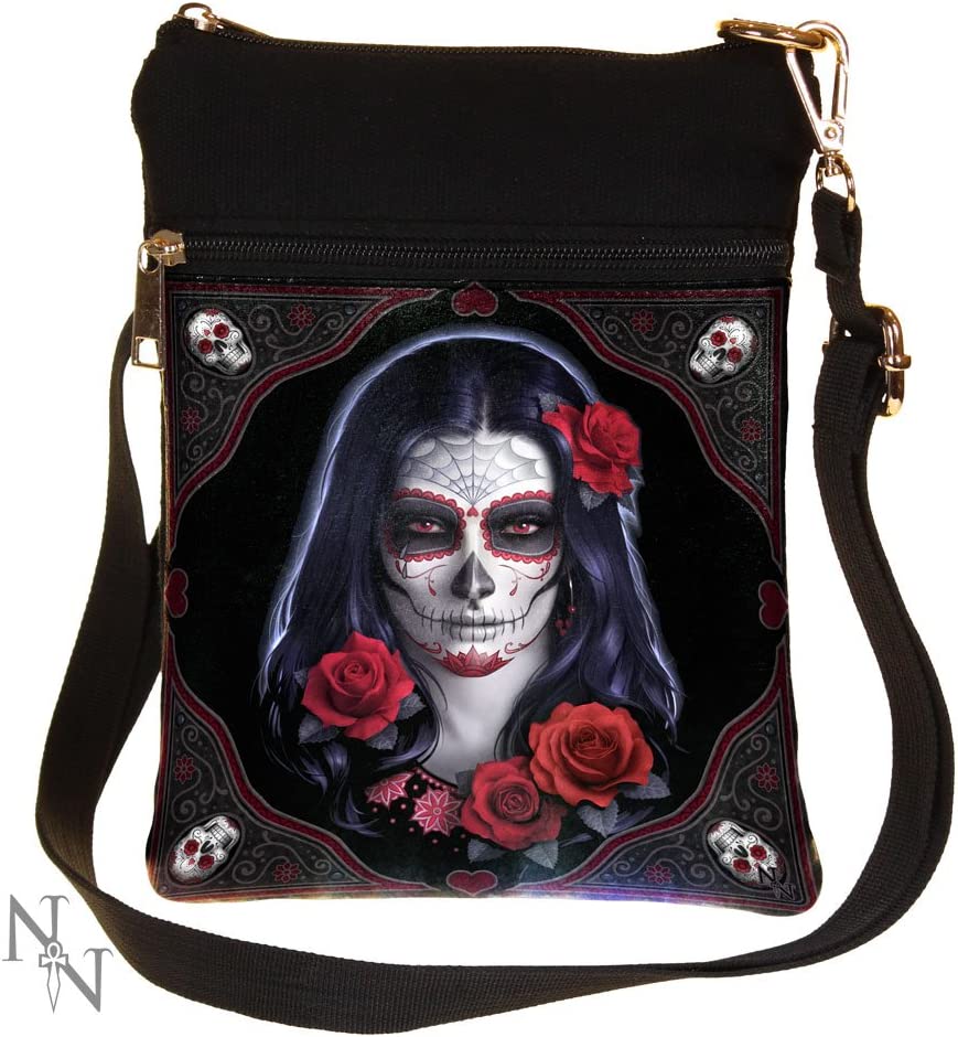 Nemesis Now B2348F6 Sugar Skull James Ryman Umhängetasche, 23 cm, Schwarz, PU und Canv