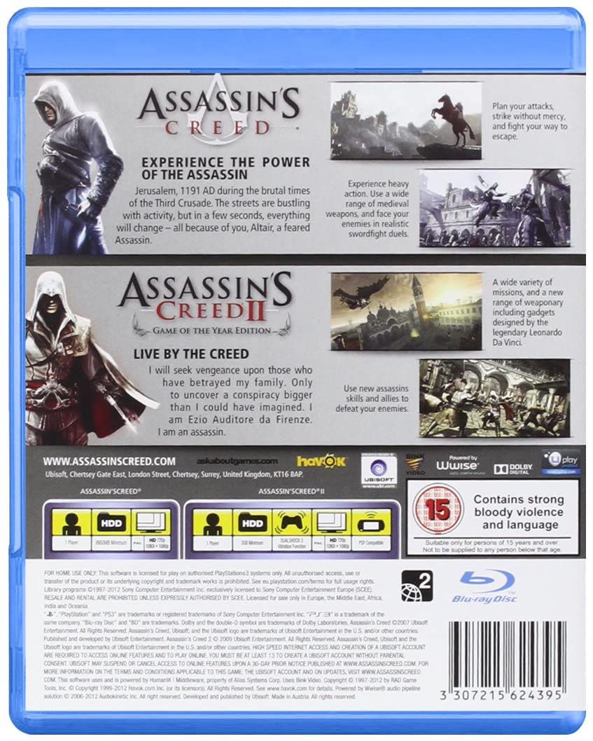 Assassin's Creed Doppelpack (enthält Assassin's Creed + Assassin's Creed II GOTY Edition) PS3