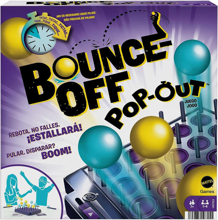 ?BOUNCE-OFF POP-OUT Partyspiel für Familien, Jugendliche, Erwachsene mit 16 Bällen, 20 Herausforderungen