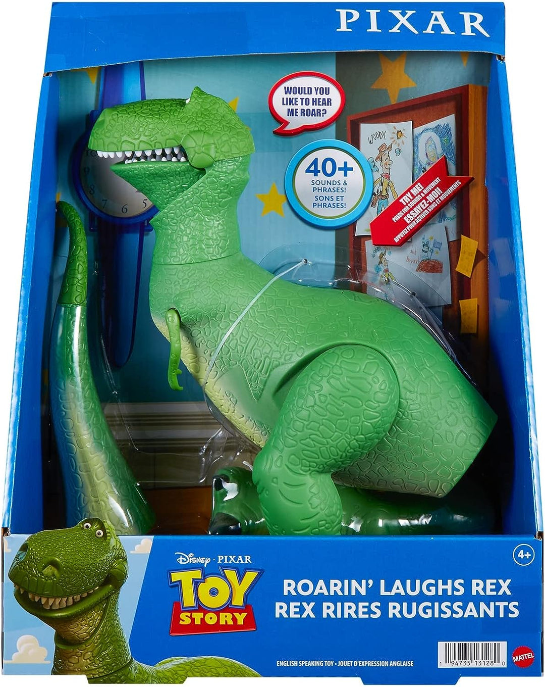 Disney Pixar Toy Story Toys, Moving & Talking Rex Dinosaur Figure, Roarin’ Laughs