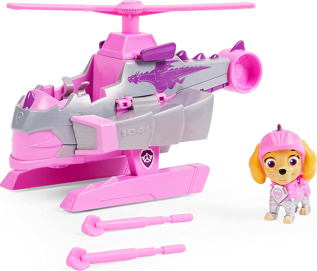PAW PATROL 6063586, Verwandlungsauto der Rescue Knights Skye mit Actionfigur zum Sammeln
