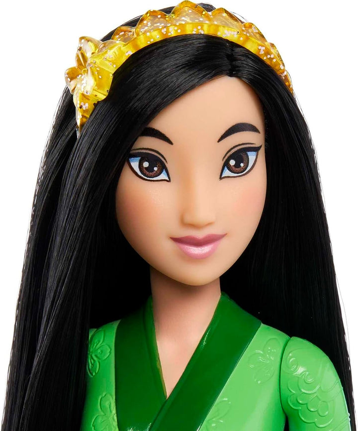 Disney Princess Toys, bewegliche Modepuppe Mulan mit glitzernder Kleidung und Zubehör