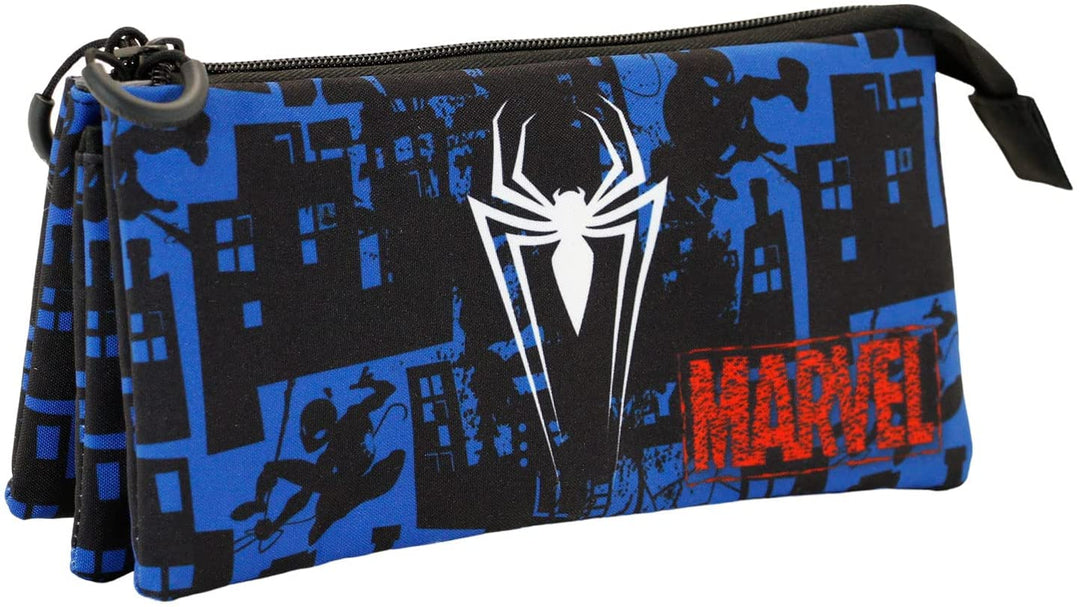 Spiderman Sky-Fan Dreifach-Federmäppchen, Blau