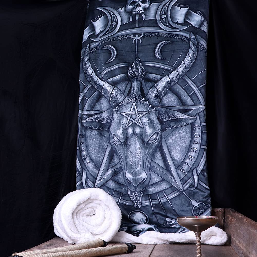 Nemesis Now Baphomet Triple Horn Sabbatic Goat Überwurfdecke, Schwarz, 160 cm