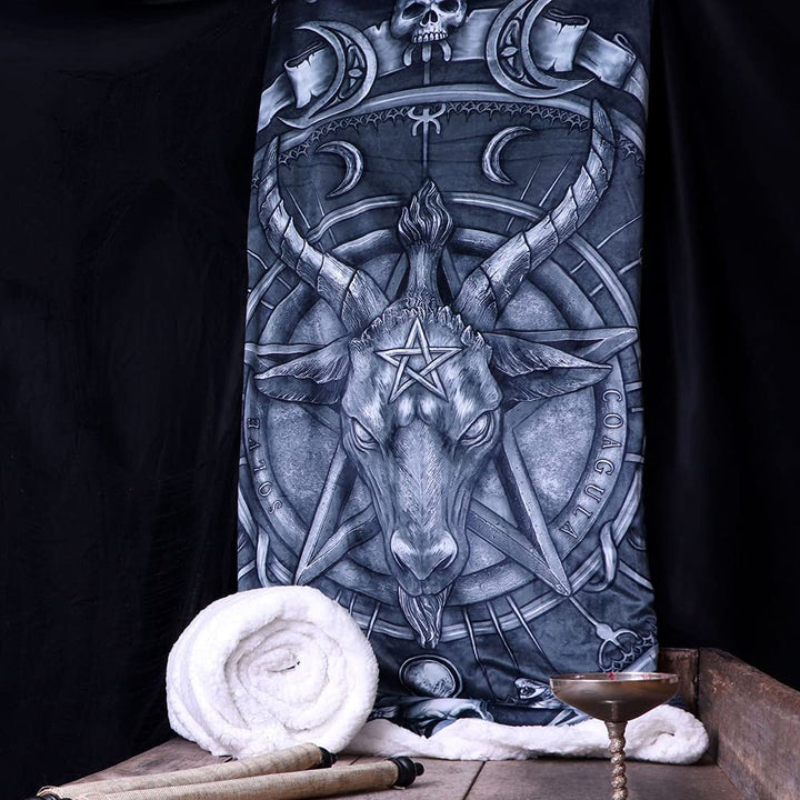 Nemesis Now Baphomet Triple Horn Sabbatic Goat Überwurfdecke, Schwarz, 160 cm