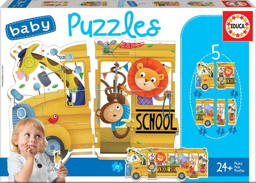 Educa Progressifs Pour Bebes Mois Schoolbus 5 progressive Rätsel für Babys + 24 Monate Ref. 17575