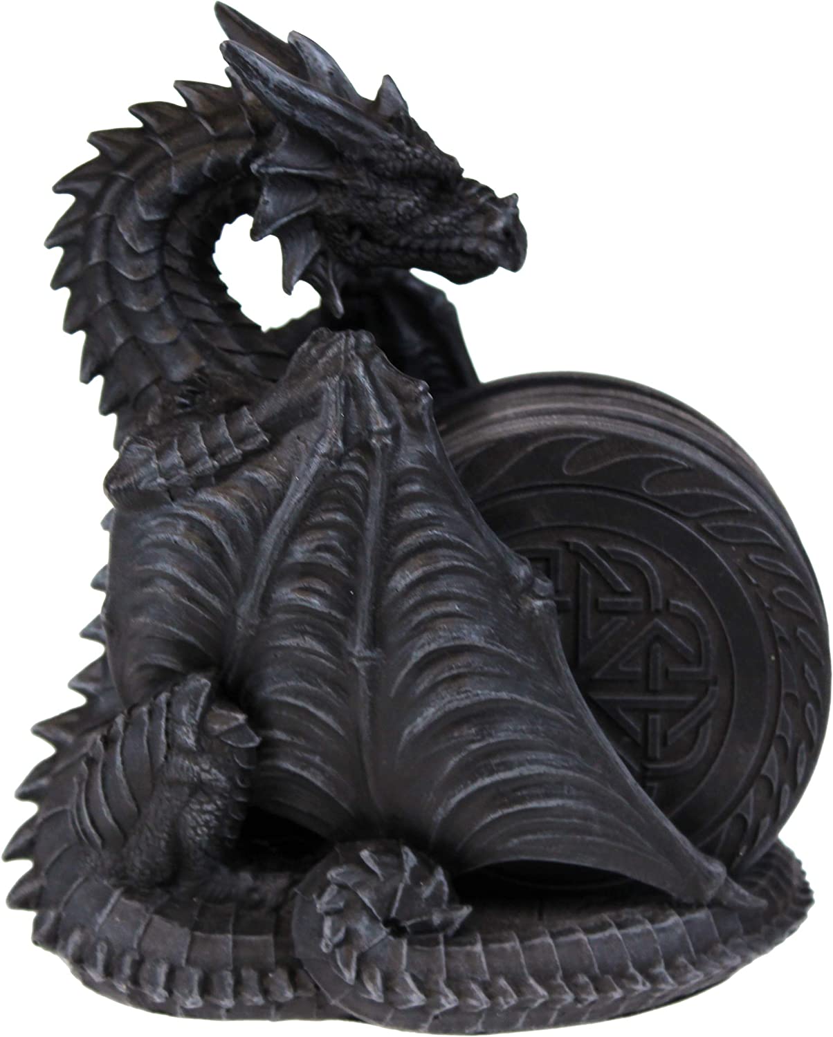 Nemesis Now Dragons Lair - Black Dragon Coaster Set in Resin 5