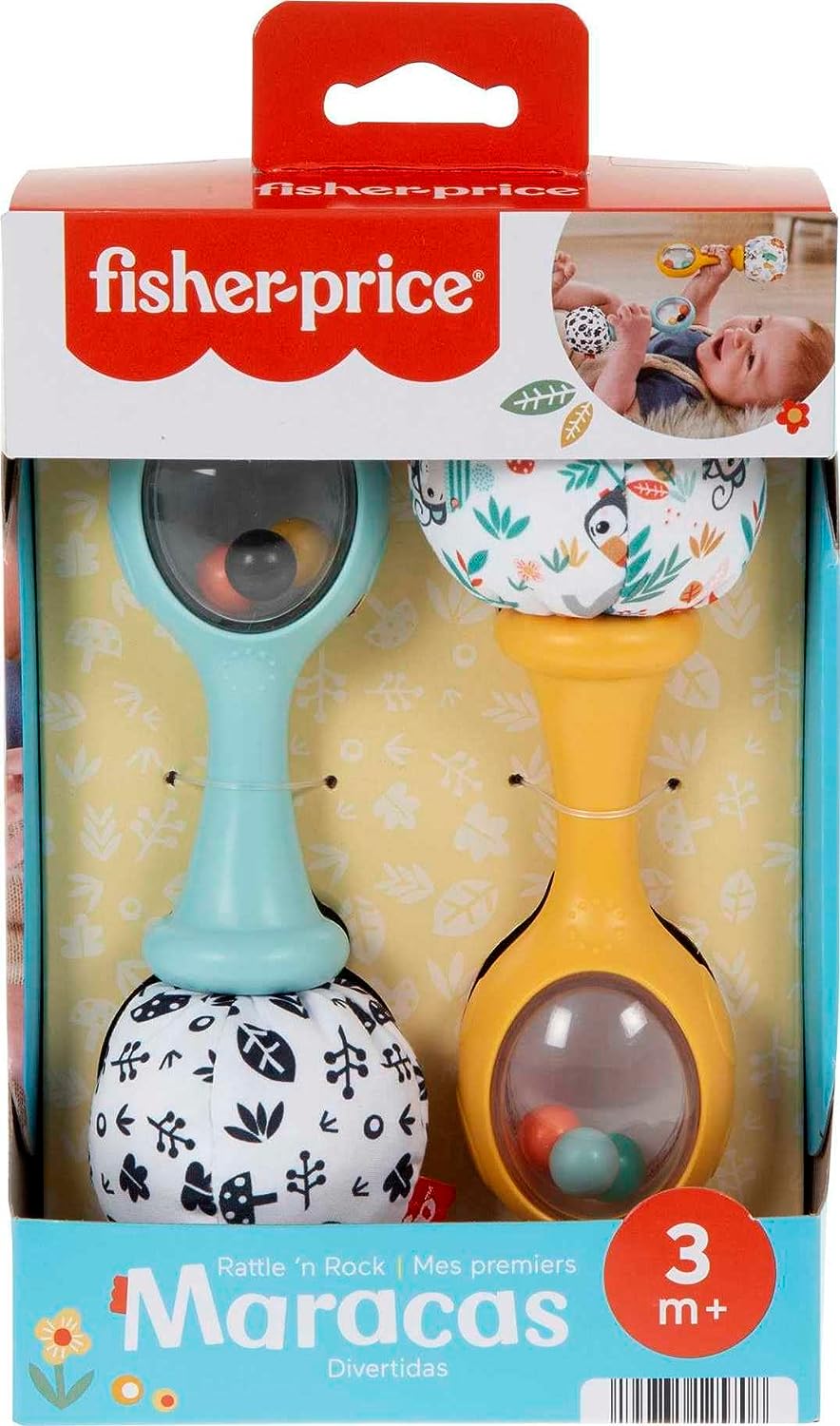 Fisher-Price Rattle 'n Rock Maracas - Sensory Rattles for Babies 3 Months+