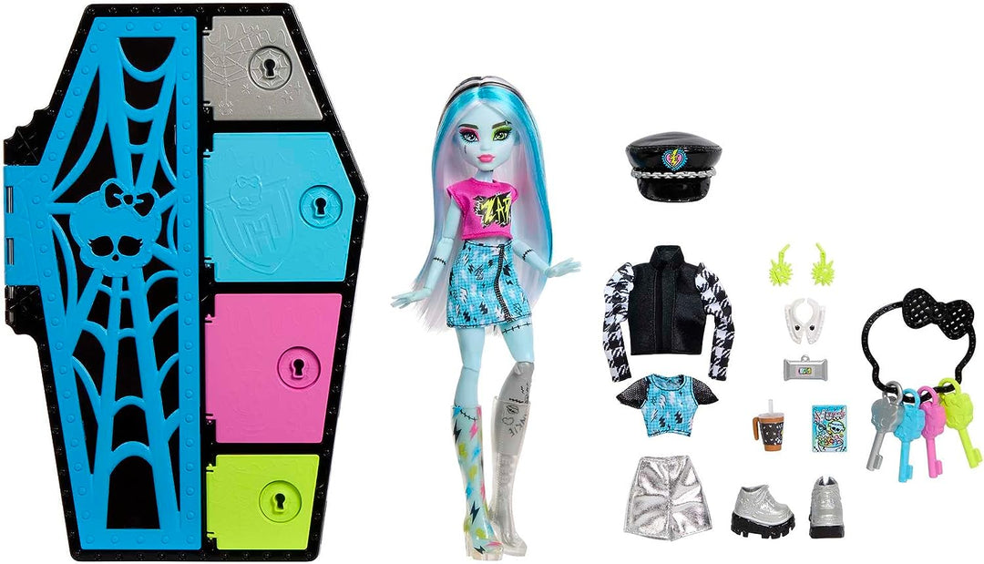 Monster High Puppen- und Modeset, Frankie Stein mit Ankleideschrank und 19+ Su
