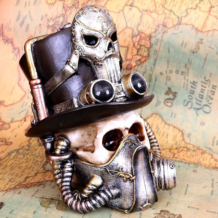 Nemesis Now Steampunk Breathe Easy Venezianische Maske Totenkopf-Ornament, Silber, 19,5 cm