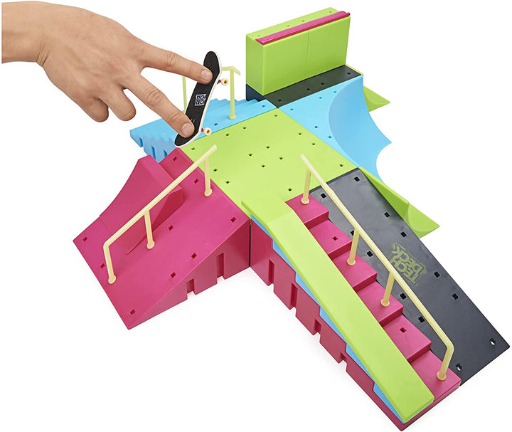 Tech Deck, Neon Mega Park X-Connect Creator, im Dunkeln leuchtende, anpassbare Rampe