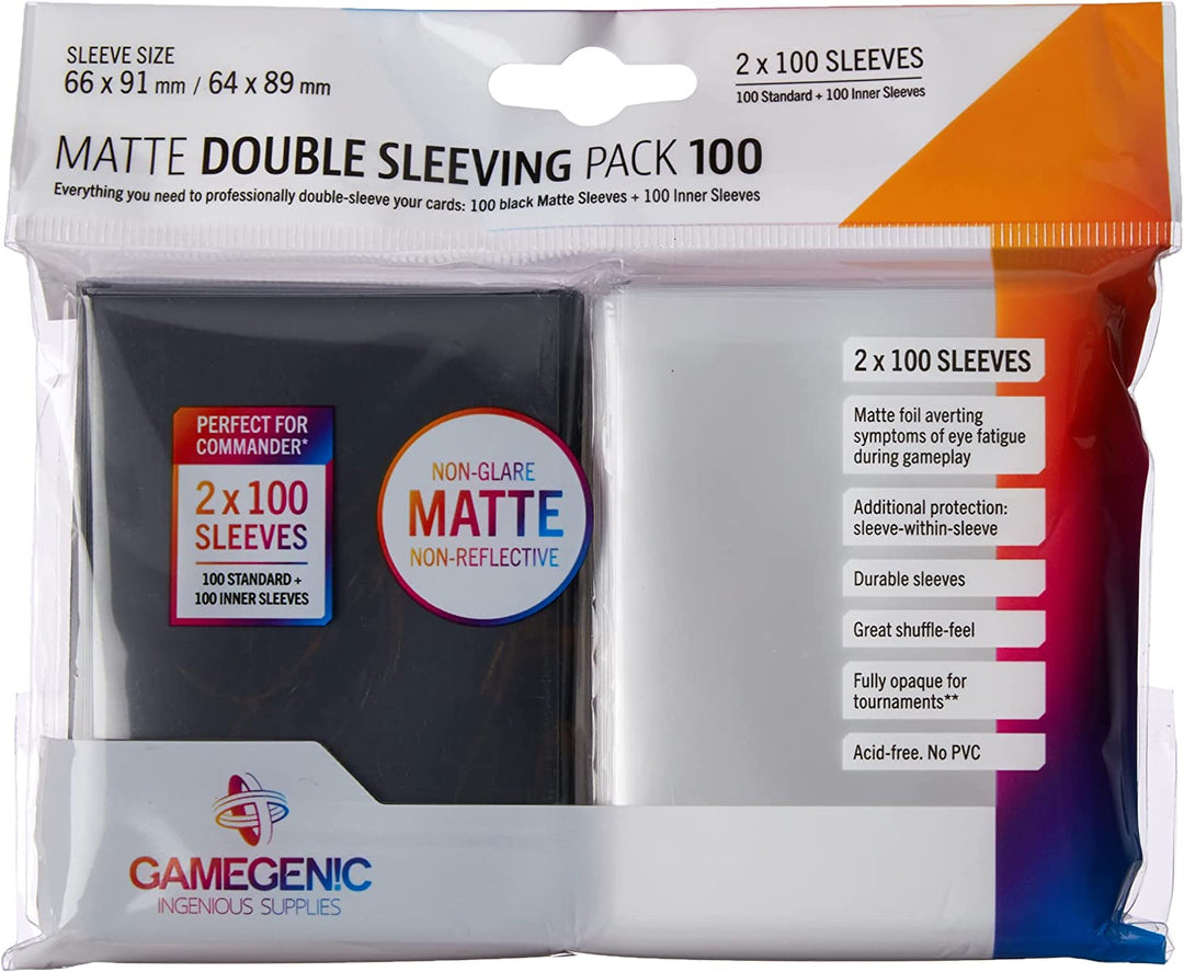 Matte Double Sleeving UNIT Gamegenic Pack 100 - Clear & Black (2 x 100ct.)