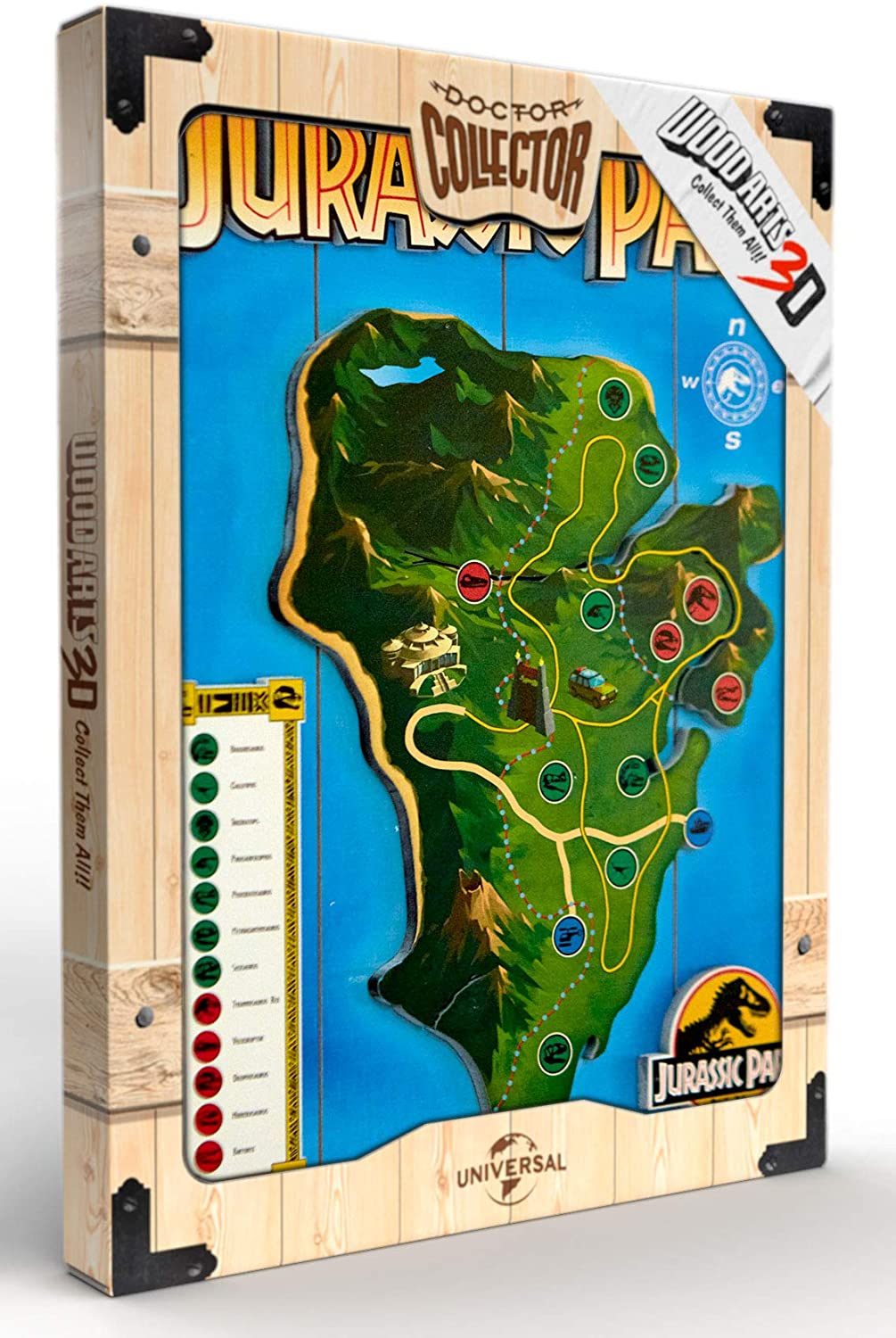 Doctor Collector - DCJP16 Jurassic Park Isla Nublar Map 3D Wooden Poster