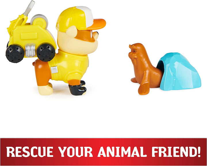 PAW Patrol, Big Truck Pups Rubble-Actionfigur mit ansteckbarer Rettungsdrohne