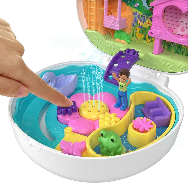 Polly Pocket Puppen und Spielset, Tierspielzeug, Blumengartenhase, kompakt mit Wa