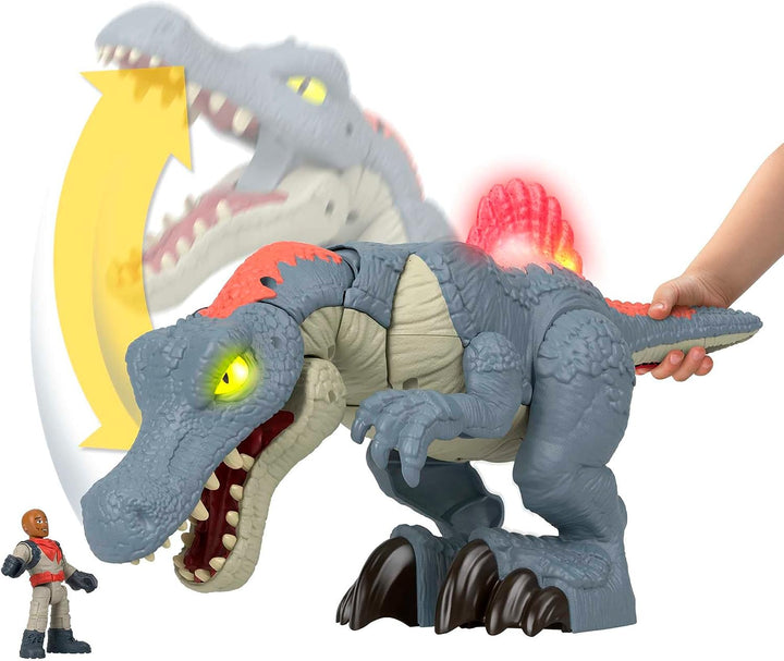 Imaginext Jurassic World Dinosaurierspielzeug, Ultra Snap Spinosaurus mit Lichtgeräuschen