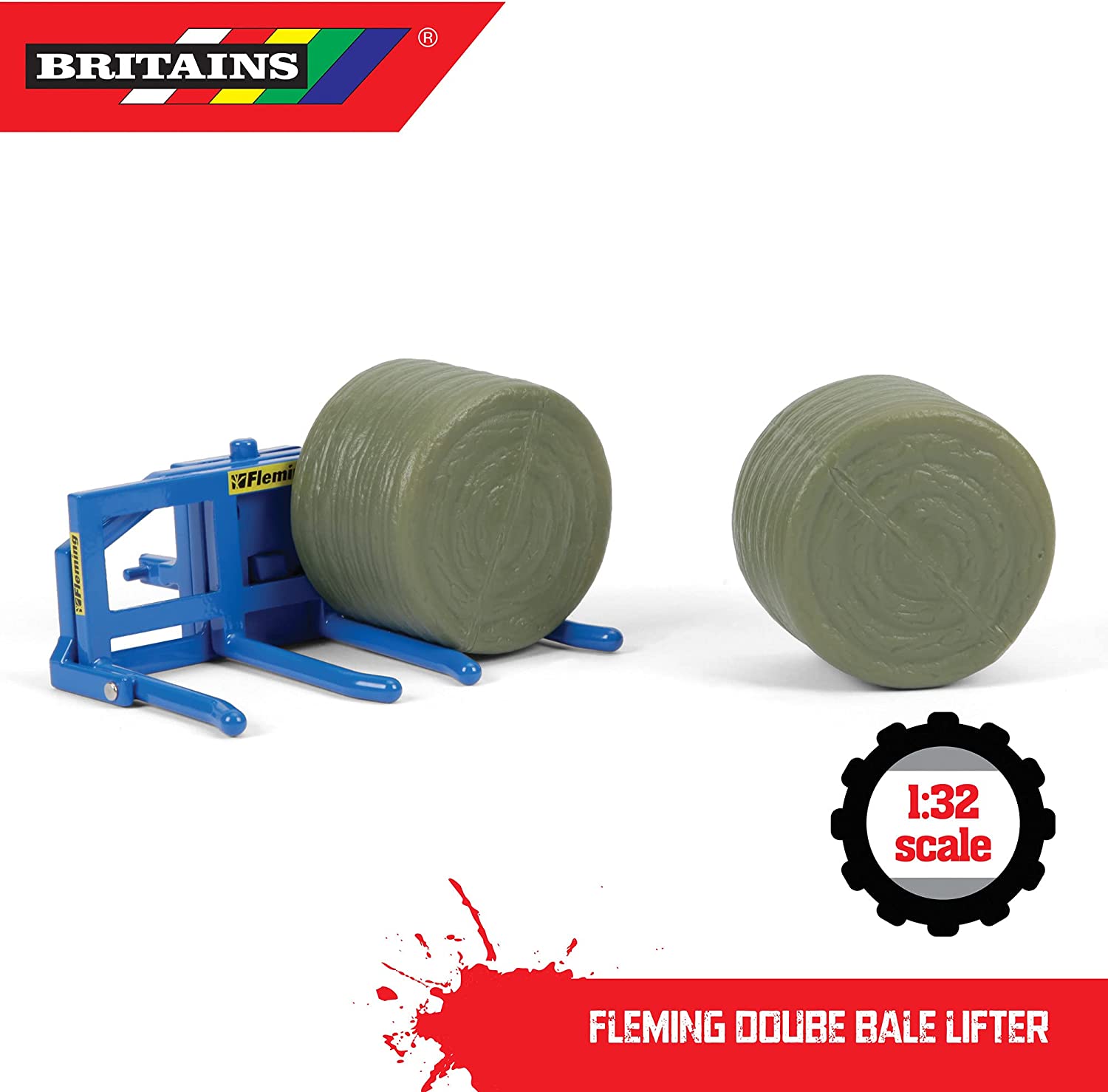 Britains 1:32 Fleming Bale Lifter - Farm Toy Accessory for Tractors & Playsets