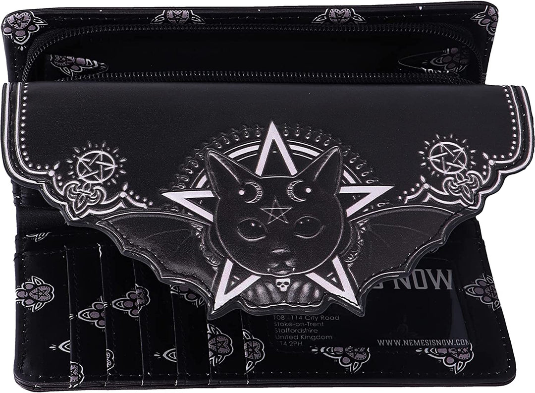 Nemesis Now Geldbörse mit Malpuss-Prägung, 18,5 cm, Polyurethan, Schwarz