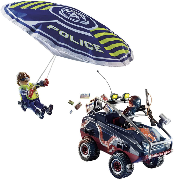 Playmobil City Action 70781 Polizei-Fallschirm mit Amphibienfahrzeug, schwimmfähig,