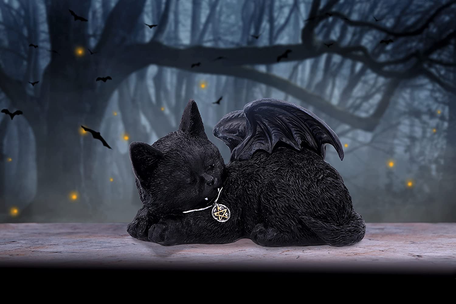 Nemesis Now Cat Nap - Black Bat Cat Figurine (U6106W2)